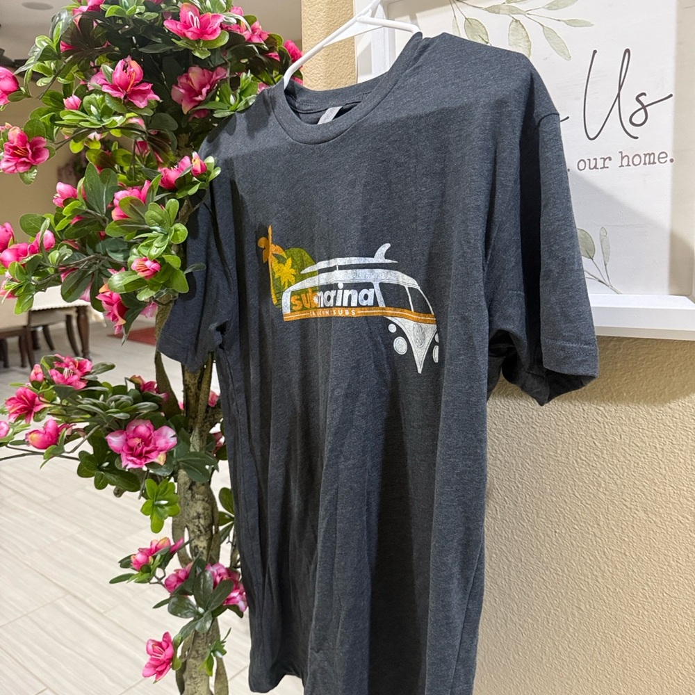 Gray Graphic T-Shirt with Van Design- Brand New